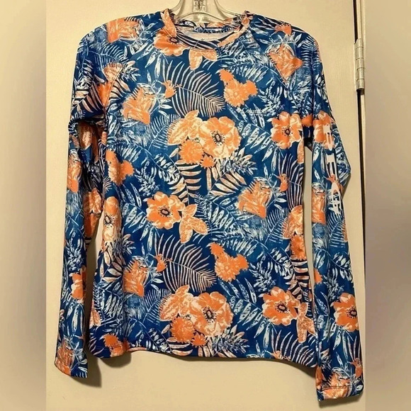 Columbia tidal tee blue Hawaiian long sleeve size S - Picture 1 of 6